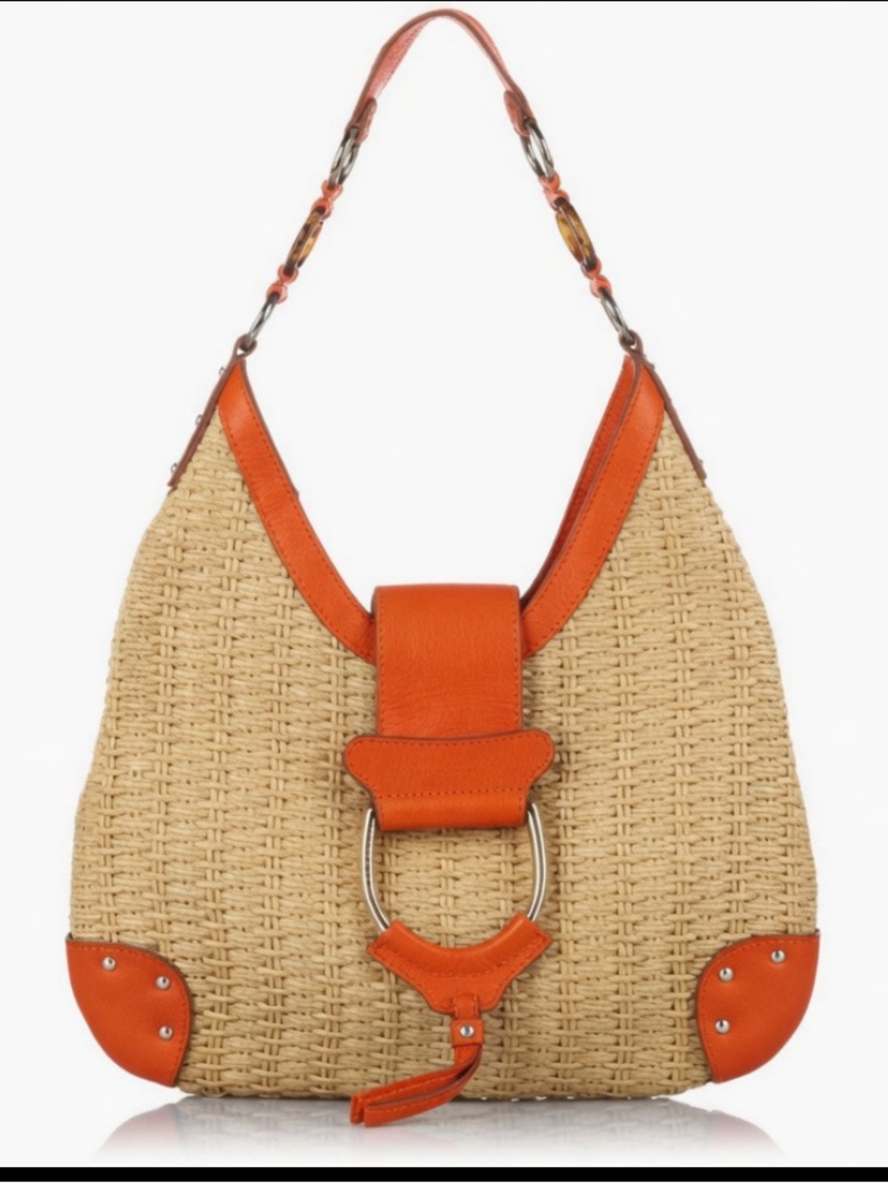 Dolce & Gabbana Straw Hobo with Orange Leather Trim - Picture 2 of 13